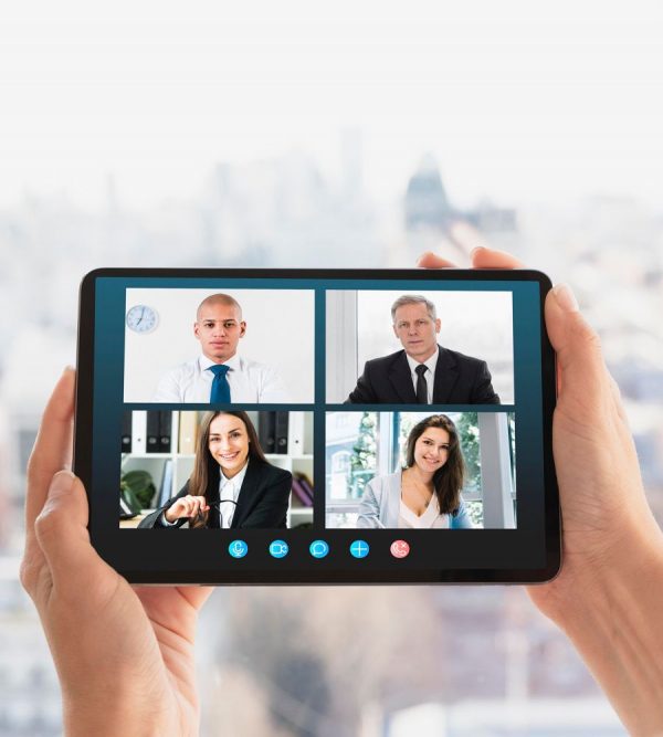 business video call on tablet e1627362691512