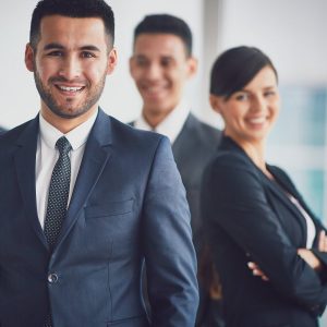 confident business team with leader