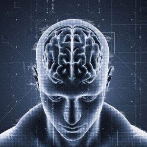 man with brain highlighted
